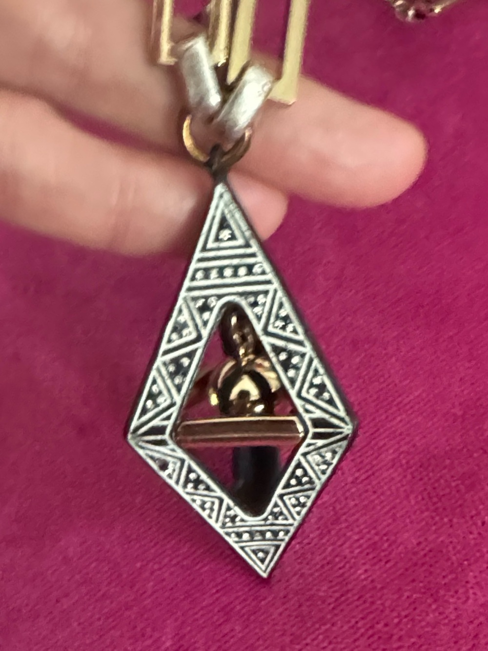 Lulu Frost Silver-Tone Geometric Pendant Necklace with Gold Accent